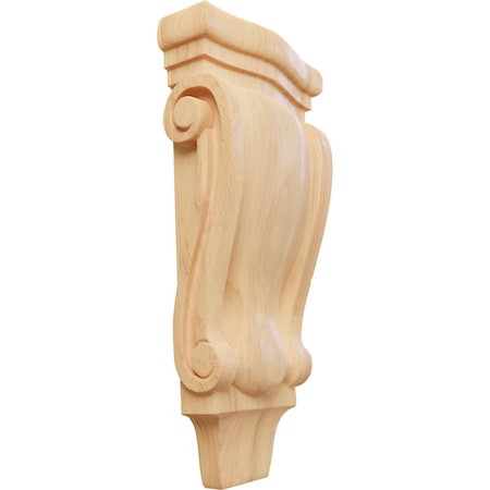Ekena Millwork 4 3/4"W x 1 3/4"D x 10"H Small Traditional Pilaster Wood Corbel, Red Oak CORW05X02X10PTRO